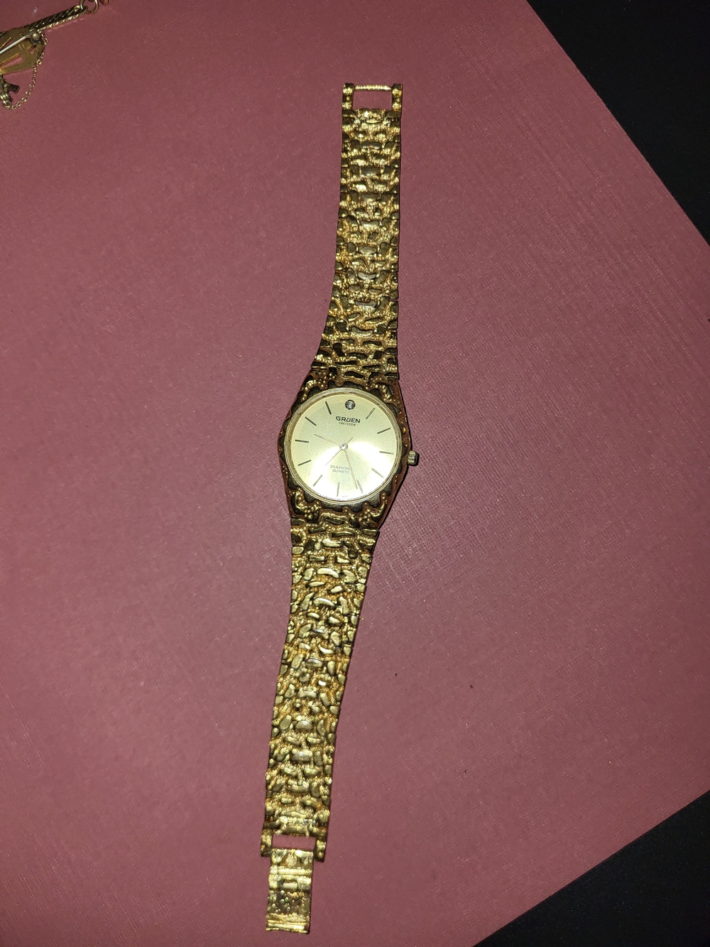 Gruen Gold-Tone Textured Bracelet Watch